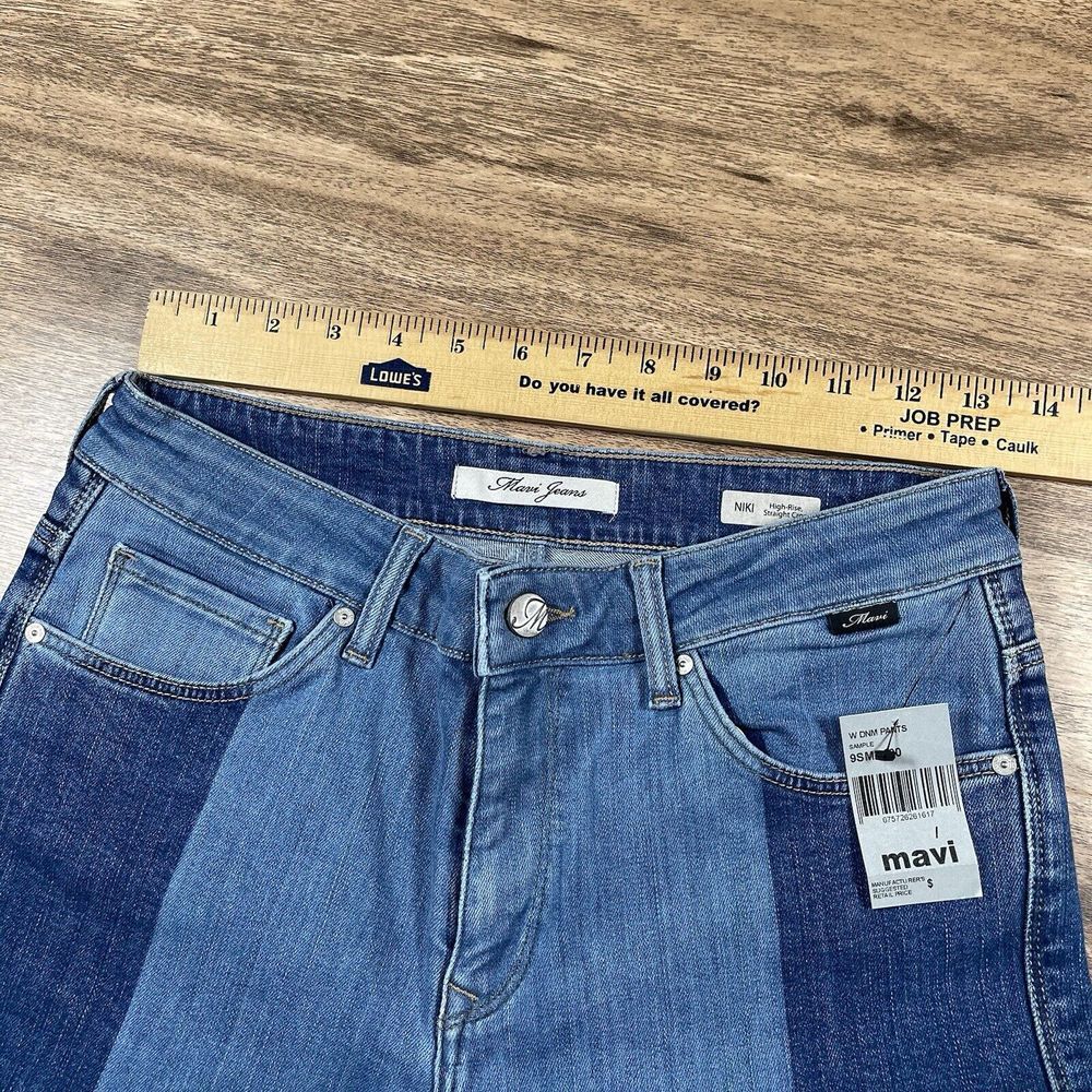 Mavi Niki Jeans Womens Size 27 High-Rise Straight Crop Raw Hem Colorblock Denim - Picture 7 of 12